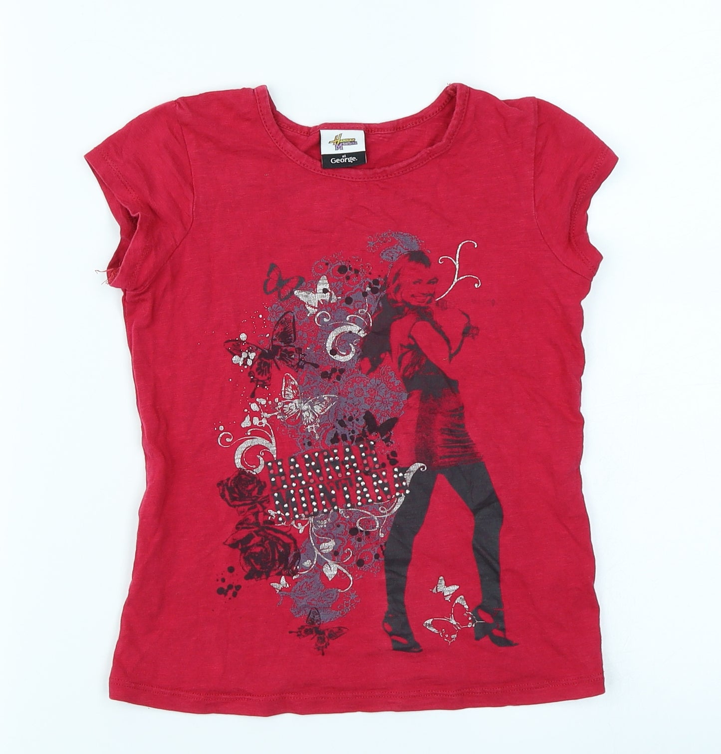 George Girls Pink   Basic T-Shirt Size 4-5 Years  - Hannah Montana
