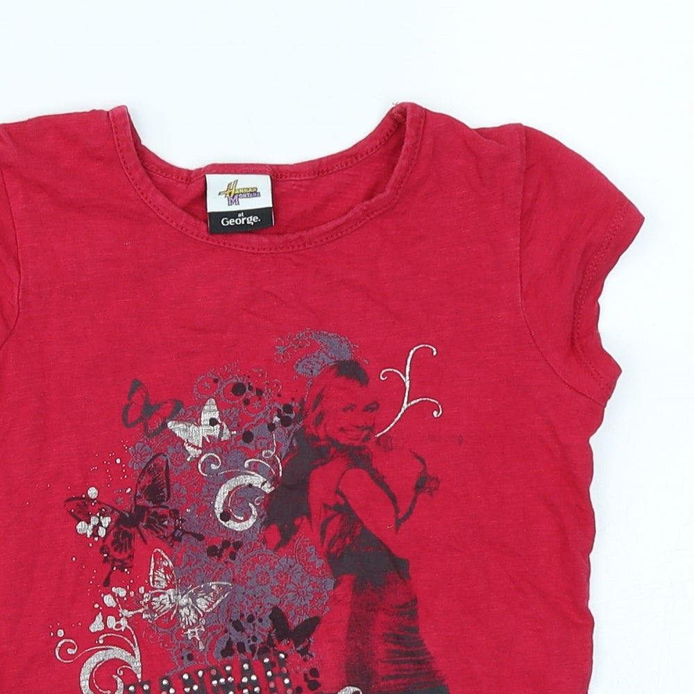 George Girls Pink   Basic T-Shirt Size 4-5 Years  - Hannah Montana