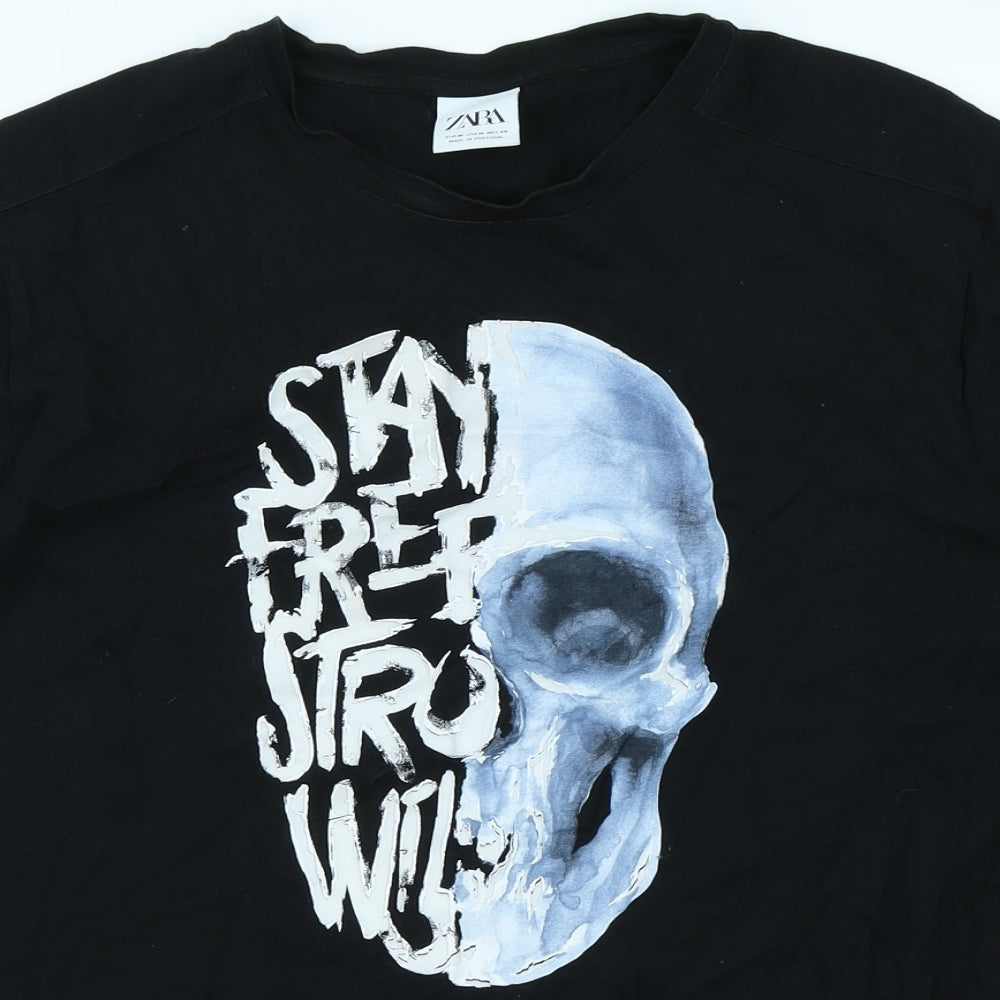 Zara Mens Black    T-Shirt Size M
