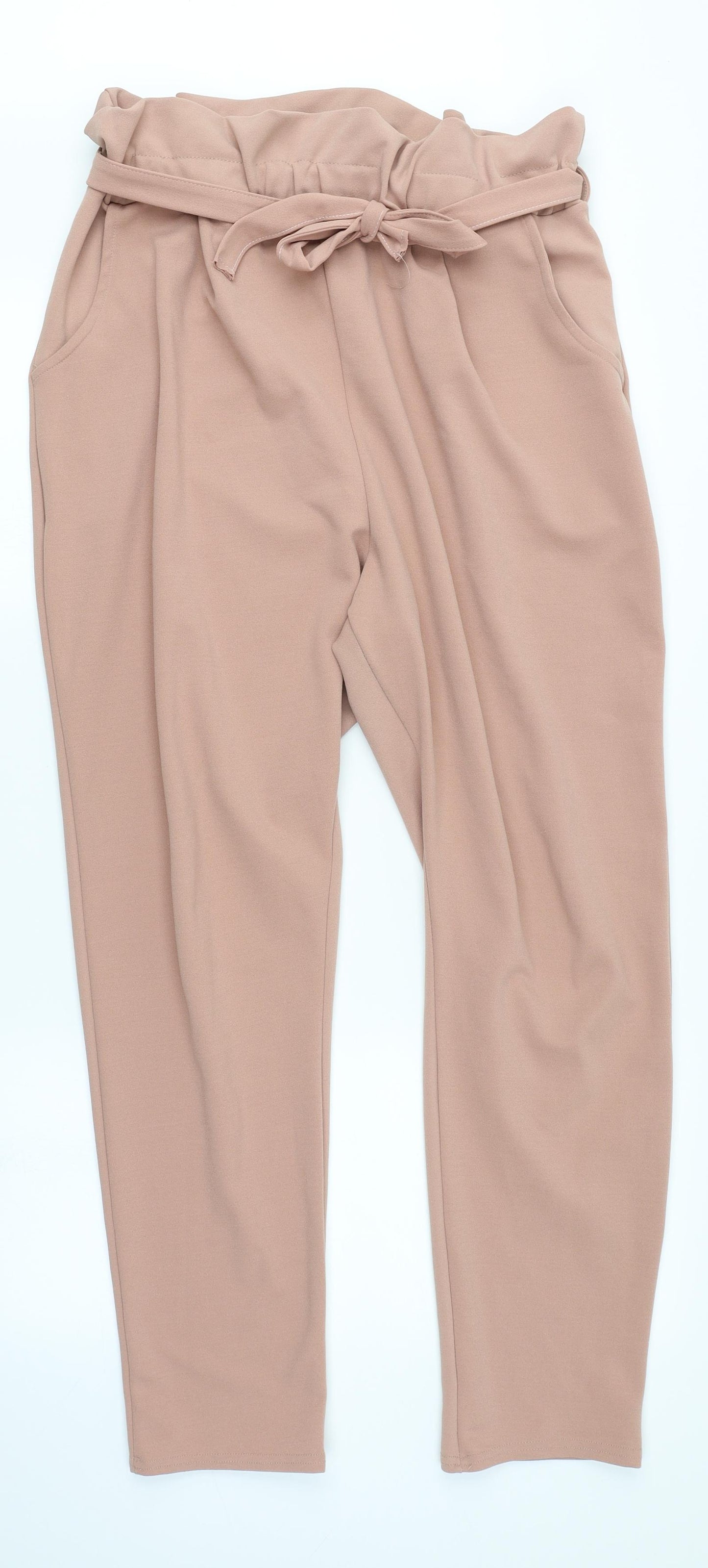 Boohoo Womens Pink   Trousers  Size 18 L27 in - Paper Bag Waist