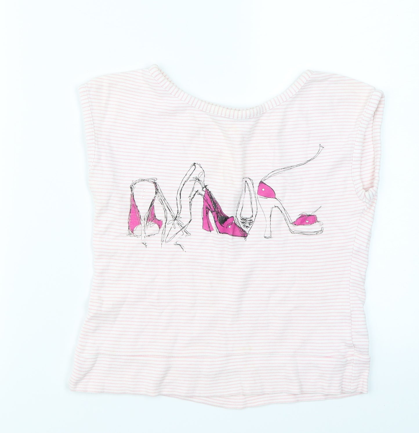 George Girls Pink Striped  Basic T-Shirt Size 13-14 Years
