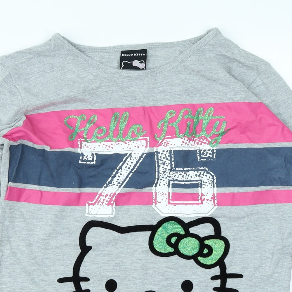 George Girls Grey   Basic T-Shirt Size 13-14 Years  - Hello Kitty