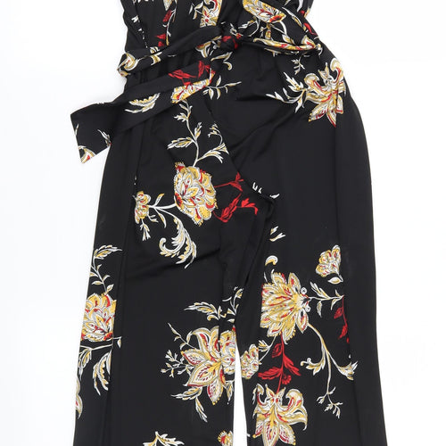 Per Una Womens Black Floral  Jumpsuit One-Piece Size 14 L27 in
