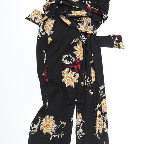 Per Una Womens Black Floral  Jumpsuit One-Piece Size 14 L27 in