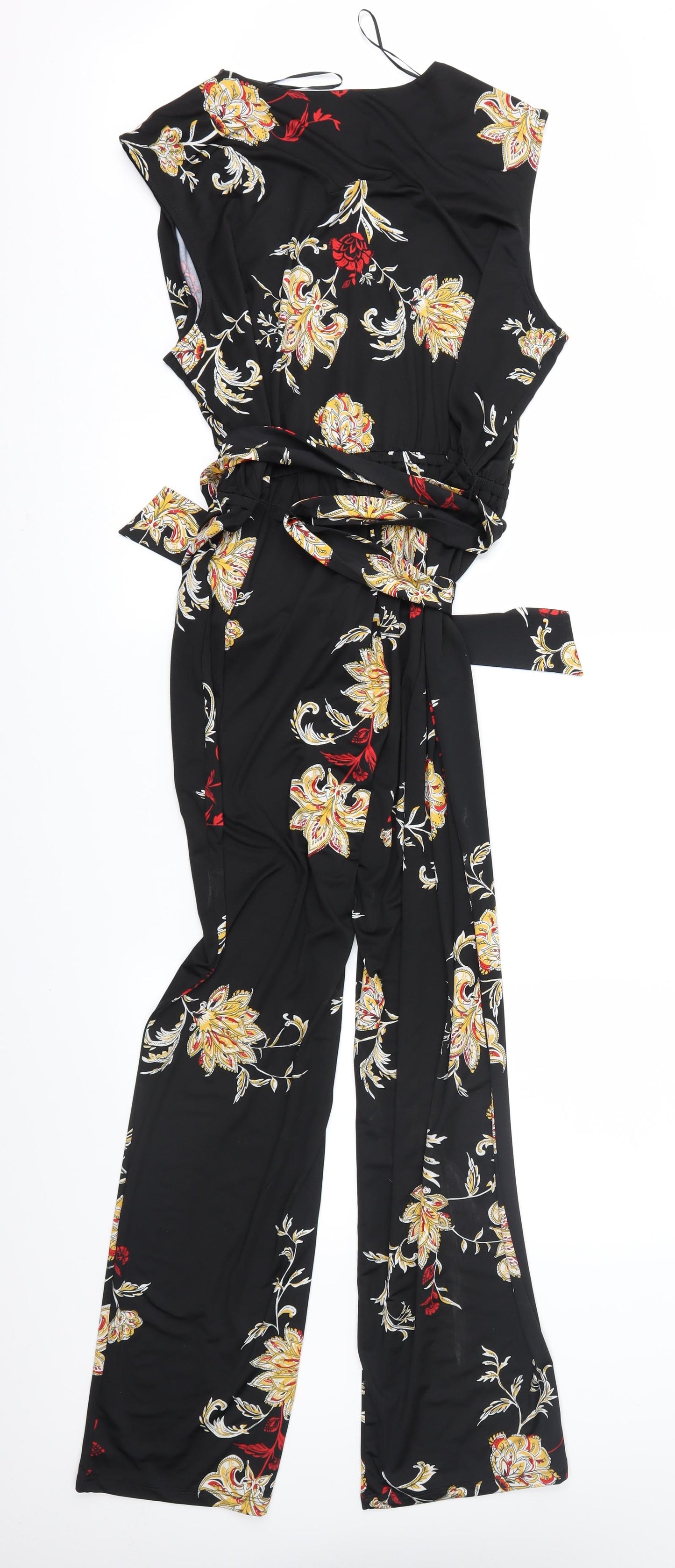 Per Una Womens Black Floral  Jumpsuit One-Piece Size 14 L27 in