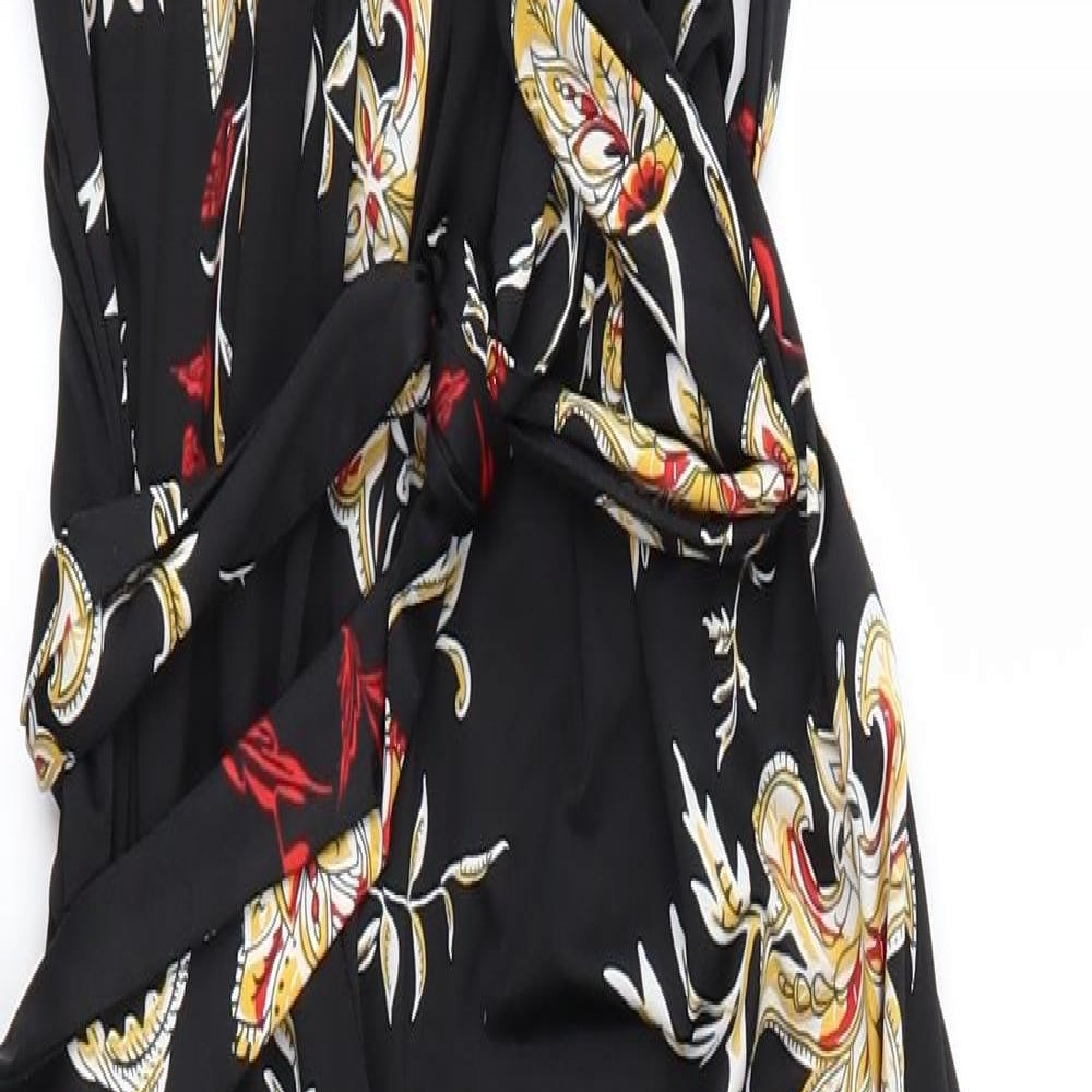 Per Una Womens Black Floral  Jumpsuit One-Piece Size 14 L27 in