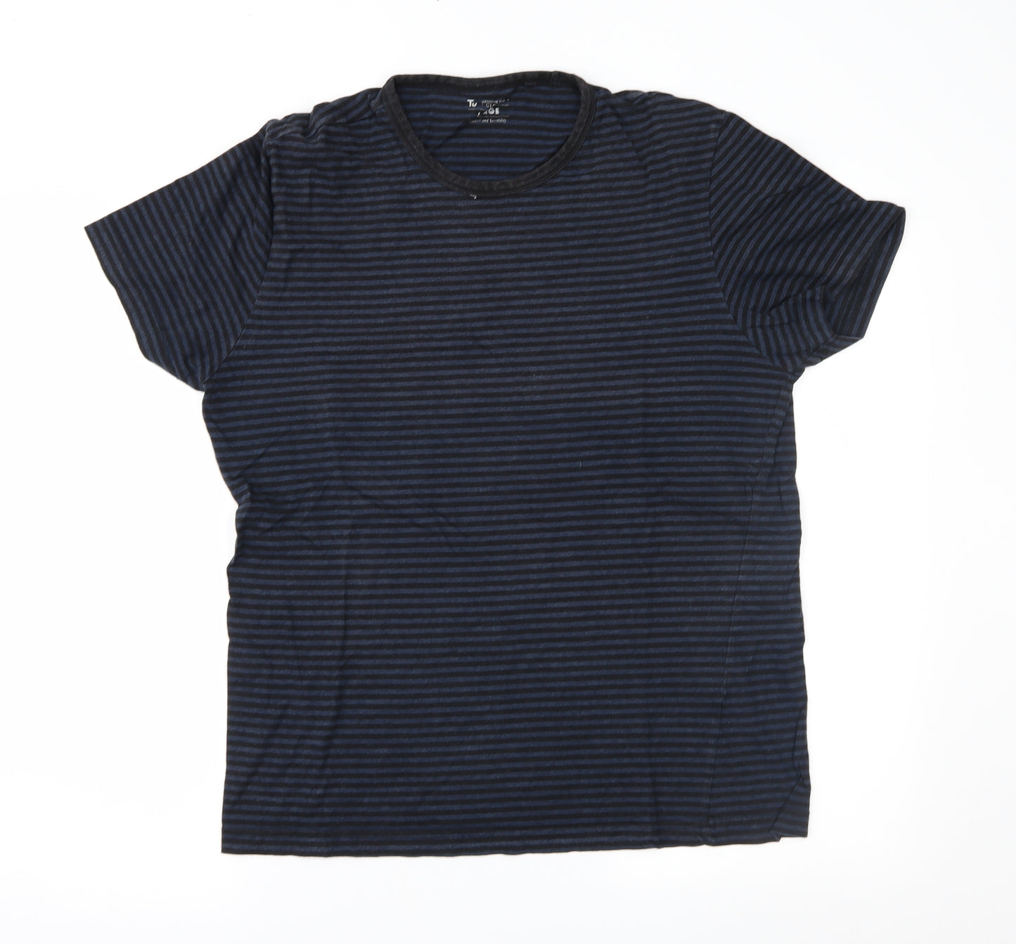 TU Mens Black Striped   T-Shirt Size L