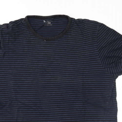 TU Mens Black Striped   T-Shirt Size L