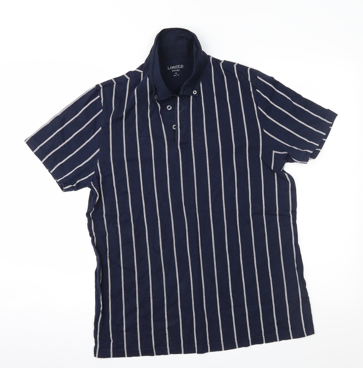 Marks and Spencer Mens Blue Striped   Polo Size M