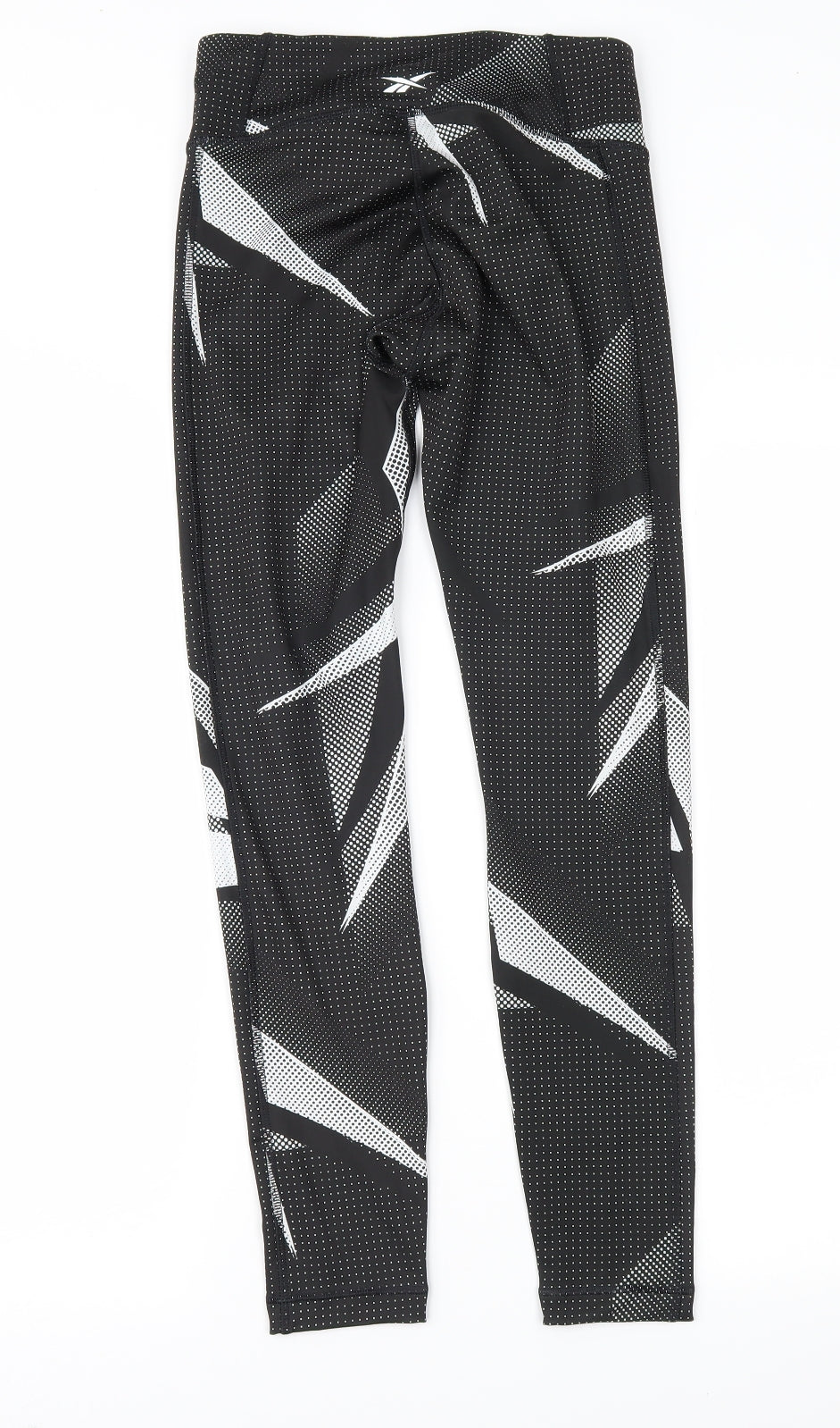 Reebok Womens Black Geometric  Compression Leggings Size S L27 in
