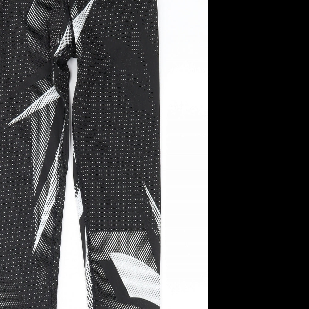 Reebok Womens Black Geometric  Compression Leggings Size S L27 in