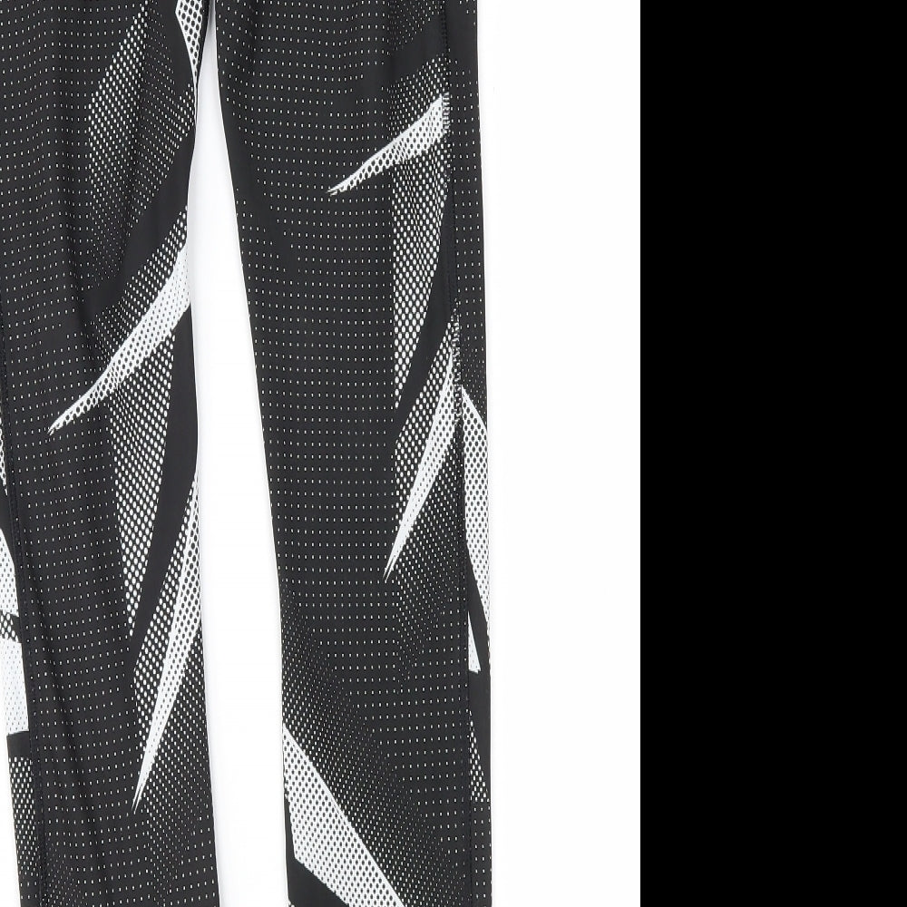 Reebok Womens Black Geometric  Compression Leggings Size S L27 in
