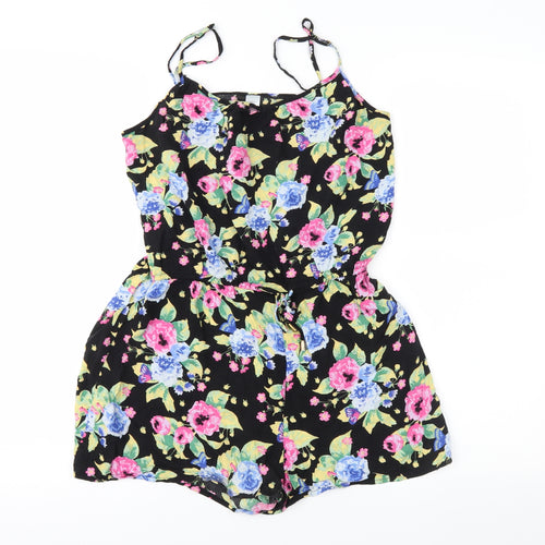Divided Womens Black Floral  Playsuit One-Piece Size 12