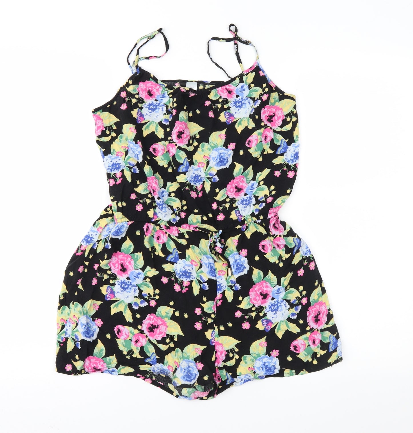 Divided Womens Black Floral  Playsuit One-Piece Size 12
