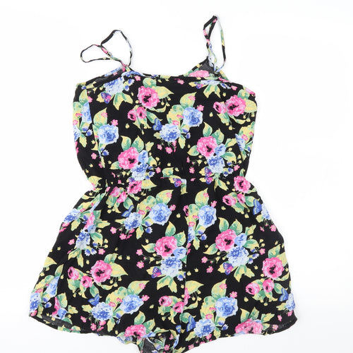 Divided Womens Black Floral  Playsuit One-Piece Size 12
