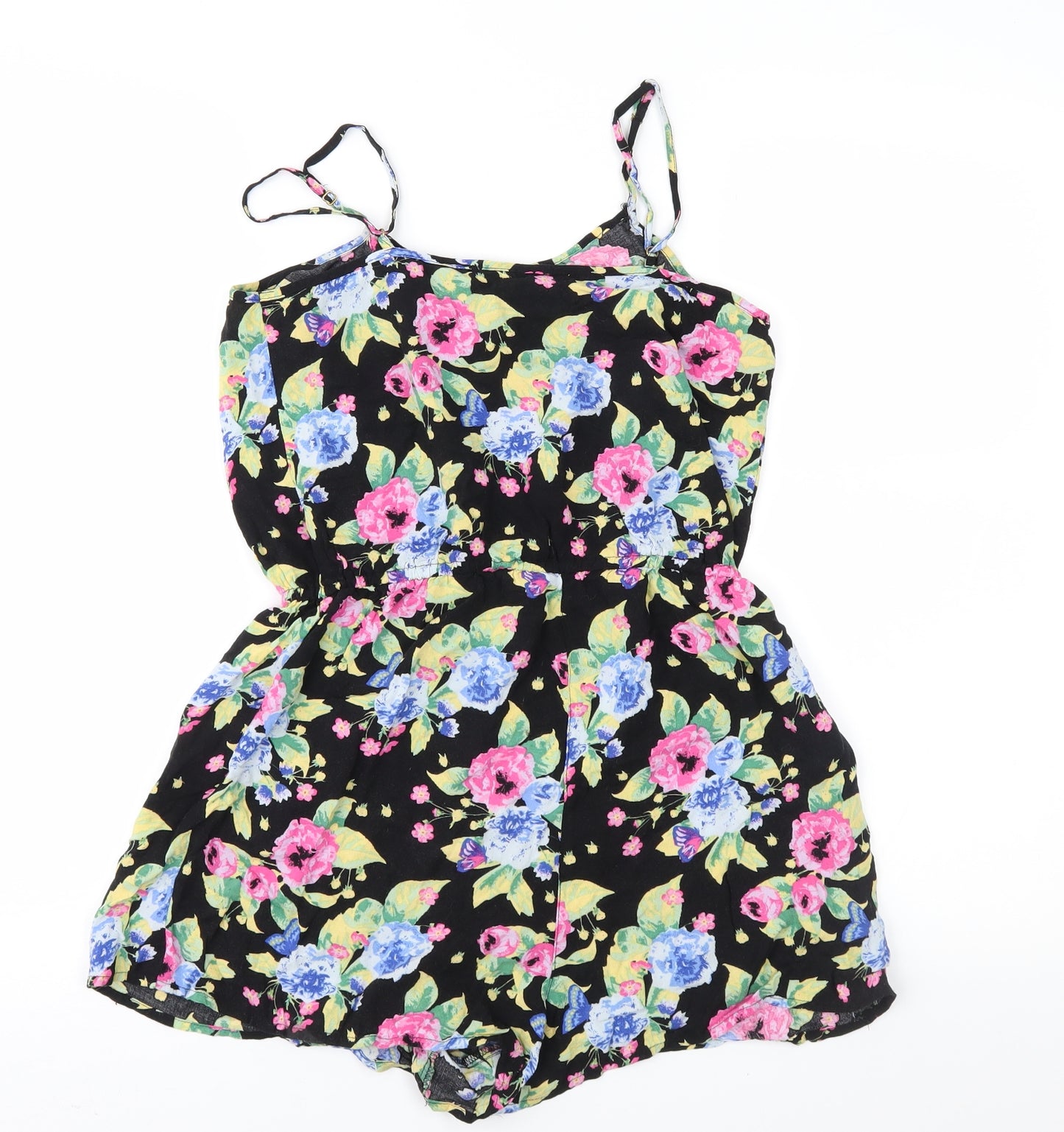 Divided Womens Black Floral  Playsuit One-Piece Size 12