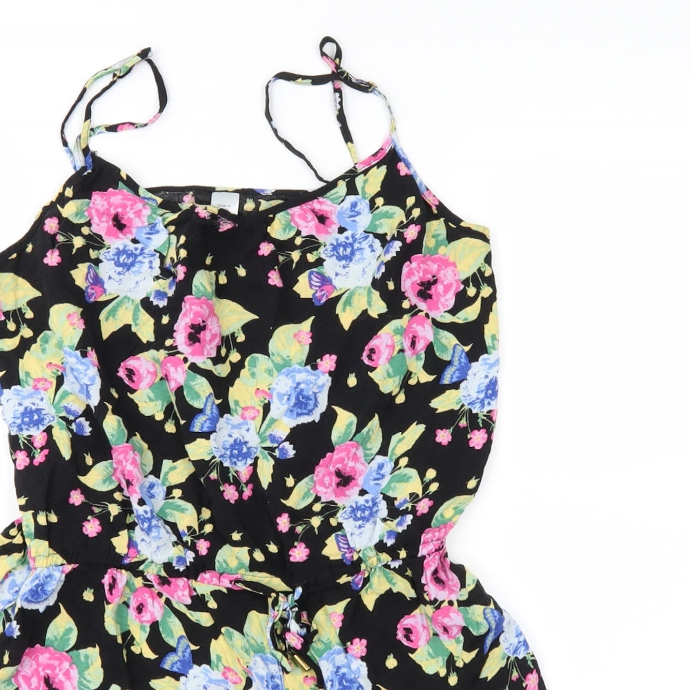 Divided Womens Black Floral  Playsuit One-Piece Size 12
