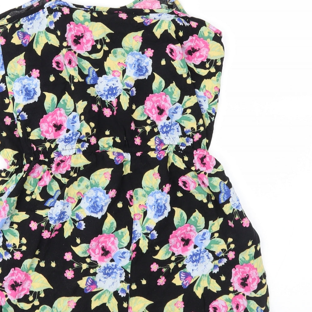 Divided Womens Black Floral  Playsuit One-Piece Size 12