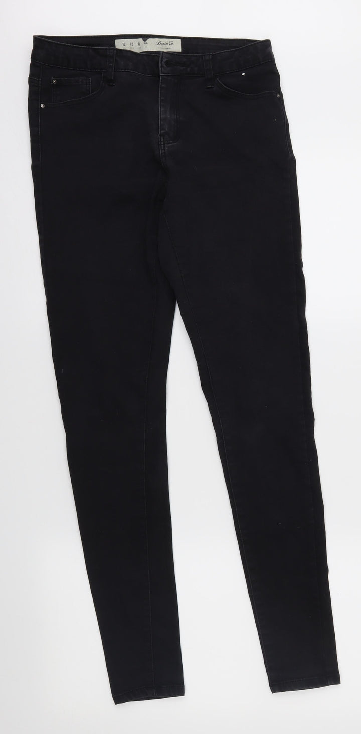 Denim & Co. Womens Black Denim Skinny Jeans Size 12 L30 in