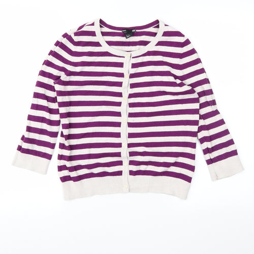 H&M Womens Purple Striped  Cardigan Jumper Size S