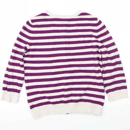 H&M Womens Purple Striped  Cardigan Jumper Size S