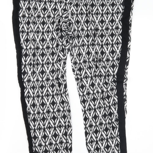 F&F Womens Black Geometric  Harem Trousers Size 12 L28 in