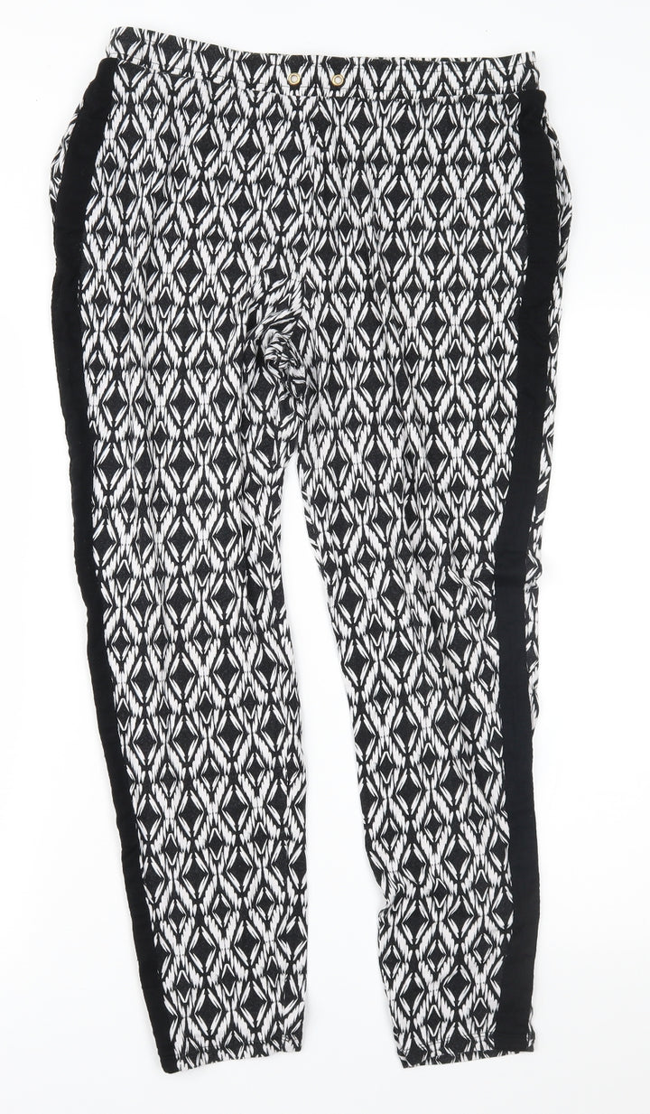 F&F Womens Black Geometric Harem Trousers Size 12 L28 in
