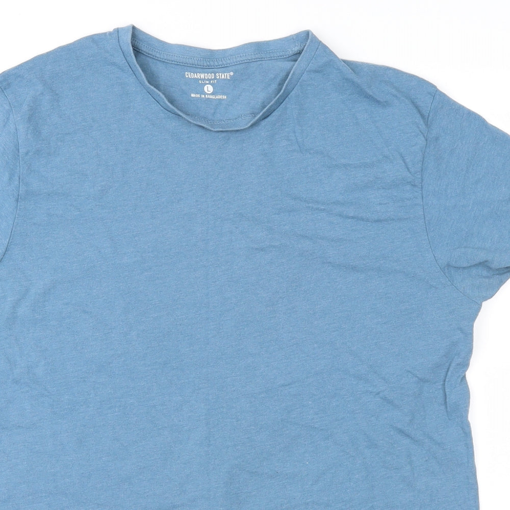 Cedar Wood State Mens Blue    T-Shirt Size L
