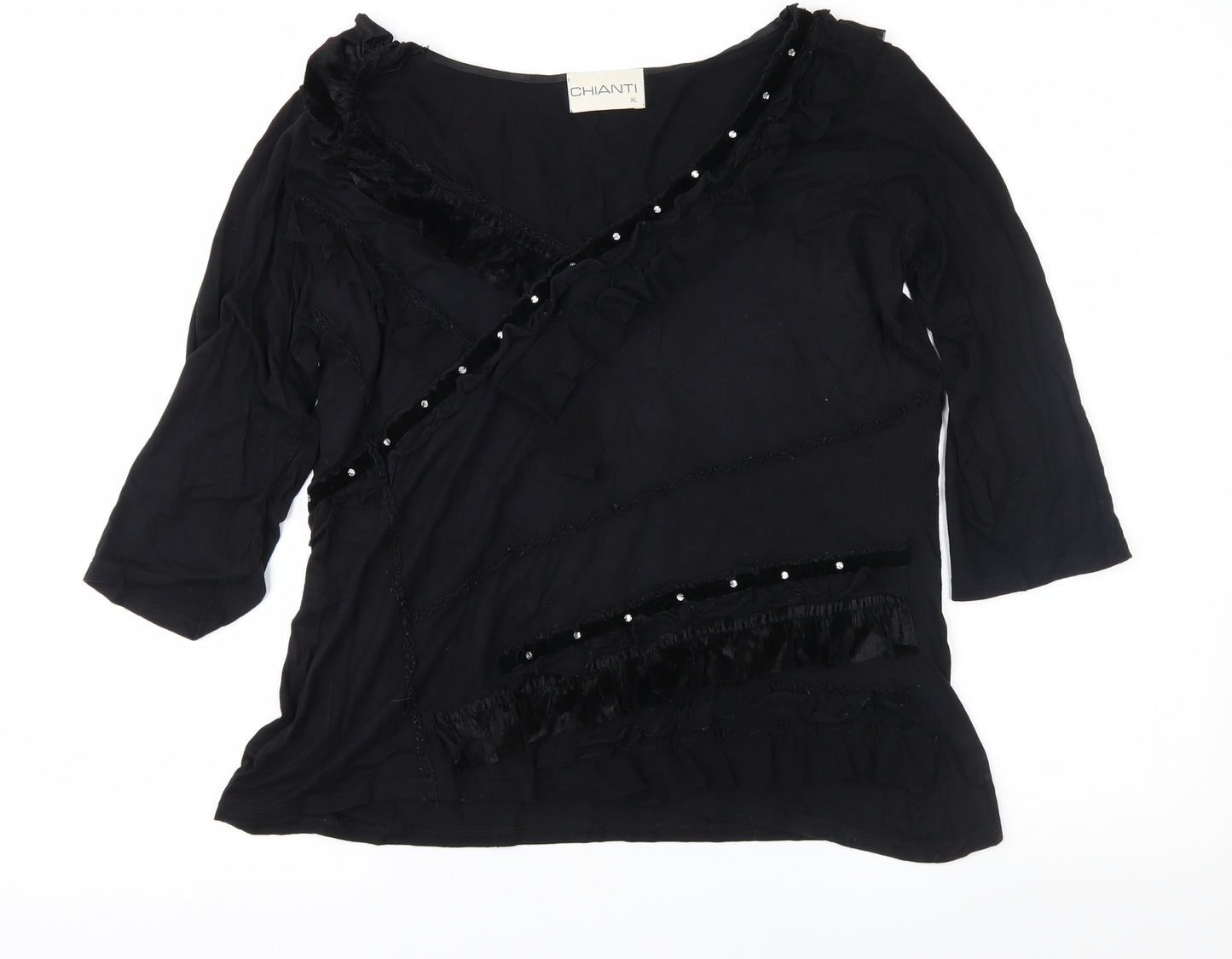 Chianti Womens Black   Basic Blouse Size XL