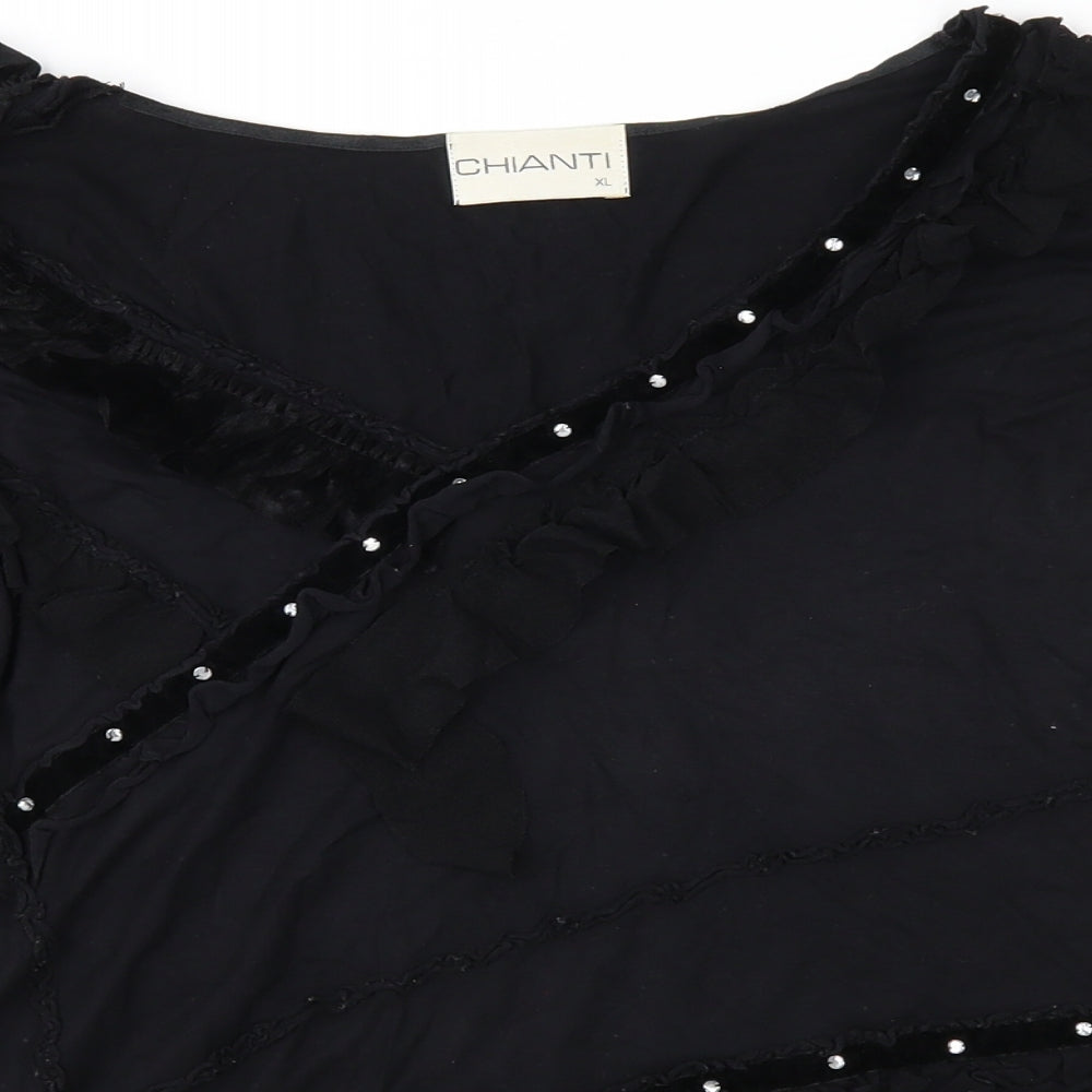 Chianti Womens Black   Basic Blouse Size XL