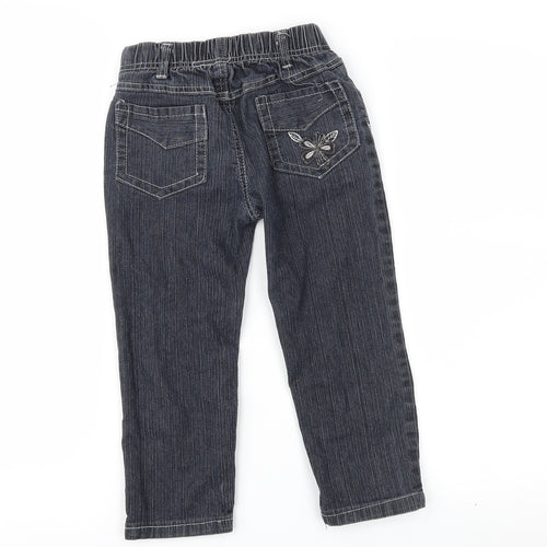 Preworn Girls Black  Denim Straight Jeans Size 4 Years