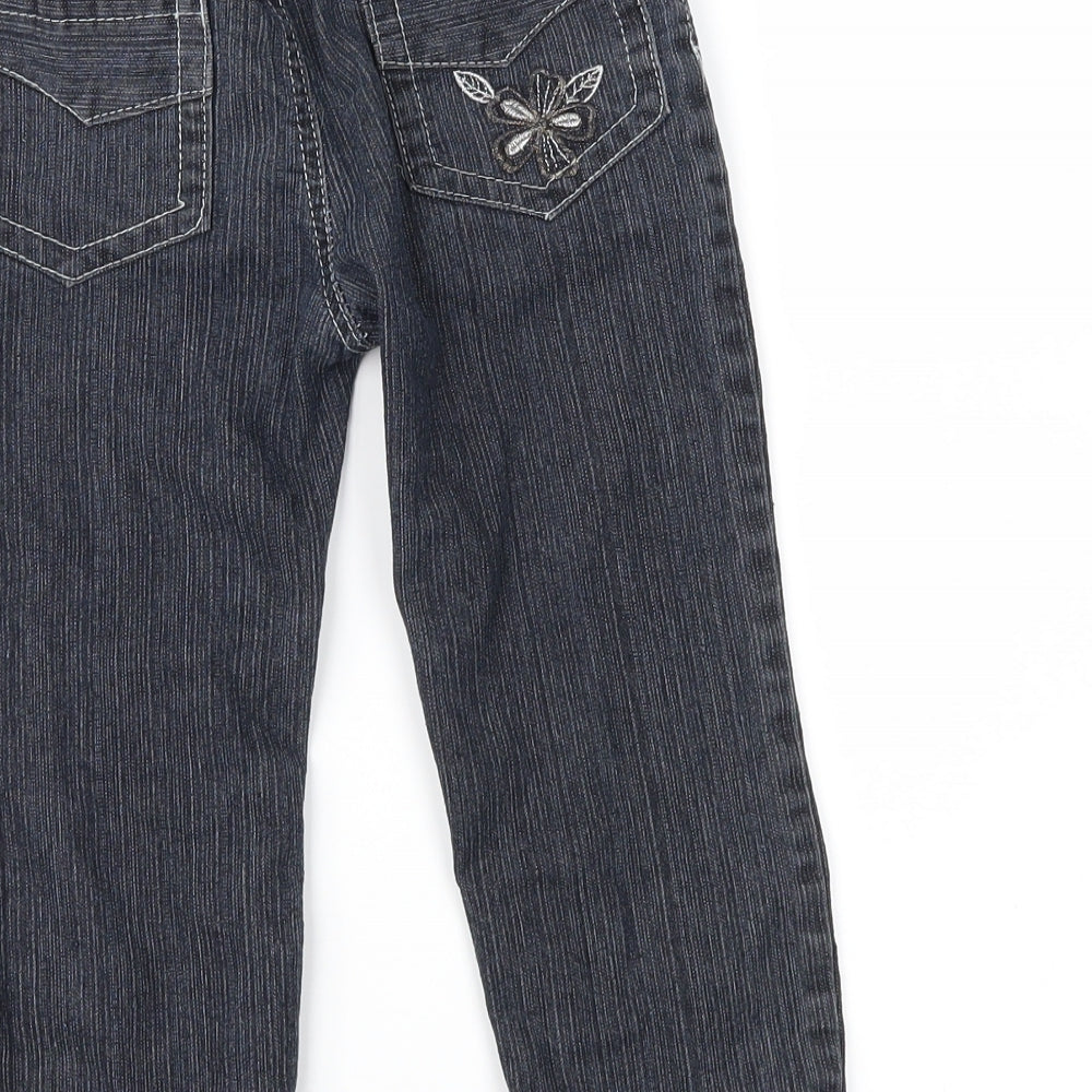 Preworn Girls Black  Denim Straight Jeans Size 4 Years