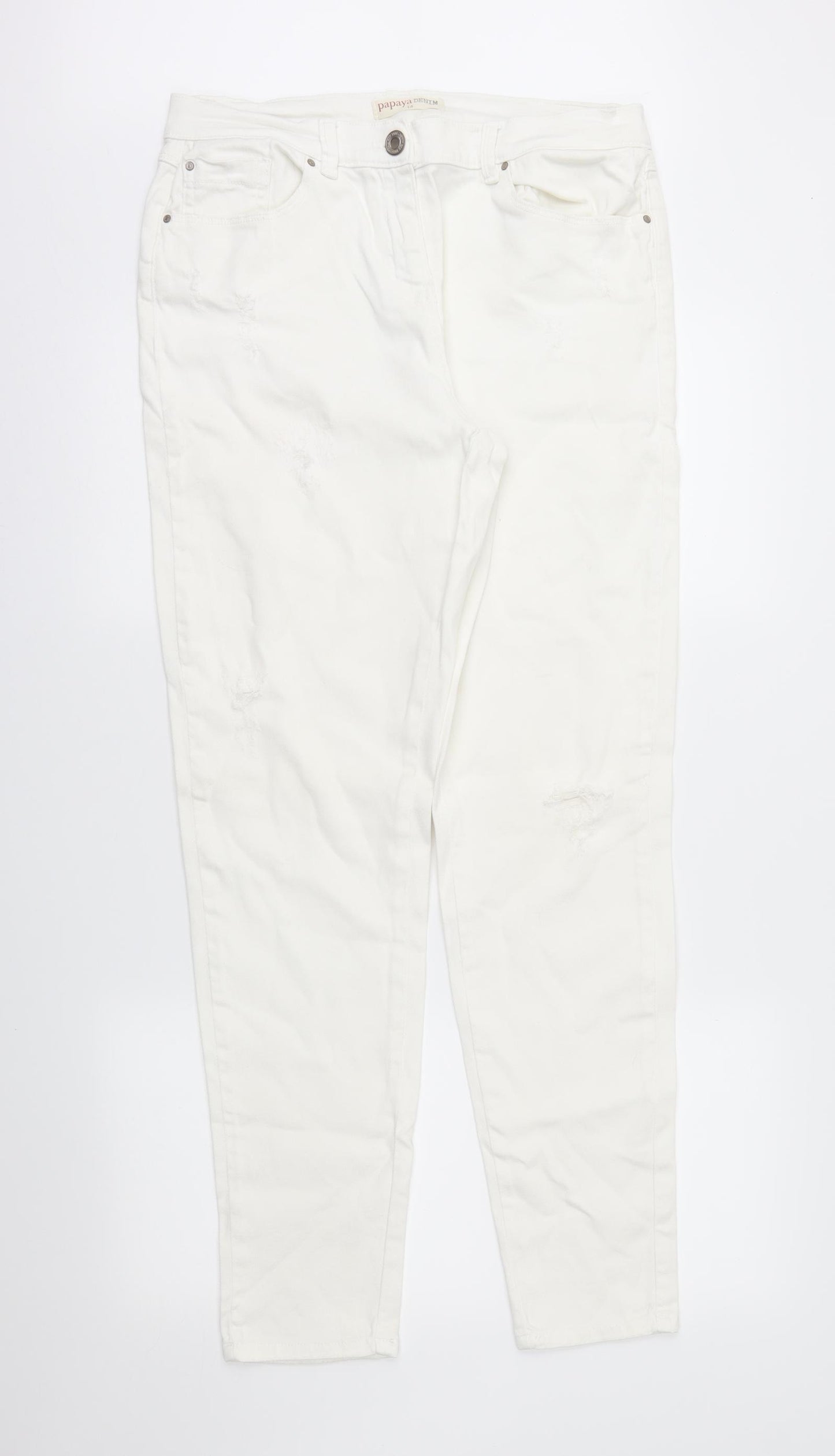 Papaya Womens White  Denim Straight Jeans Size 14 L30 in
