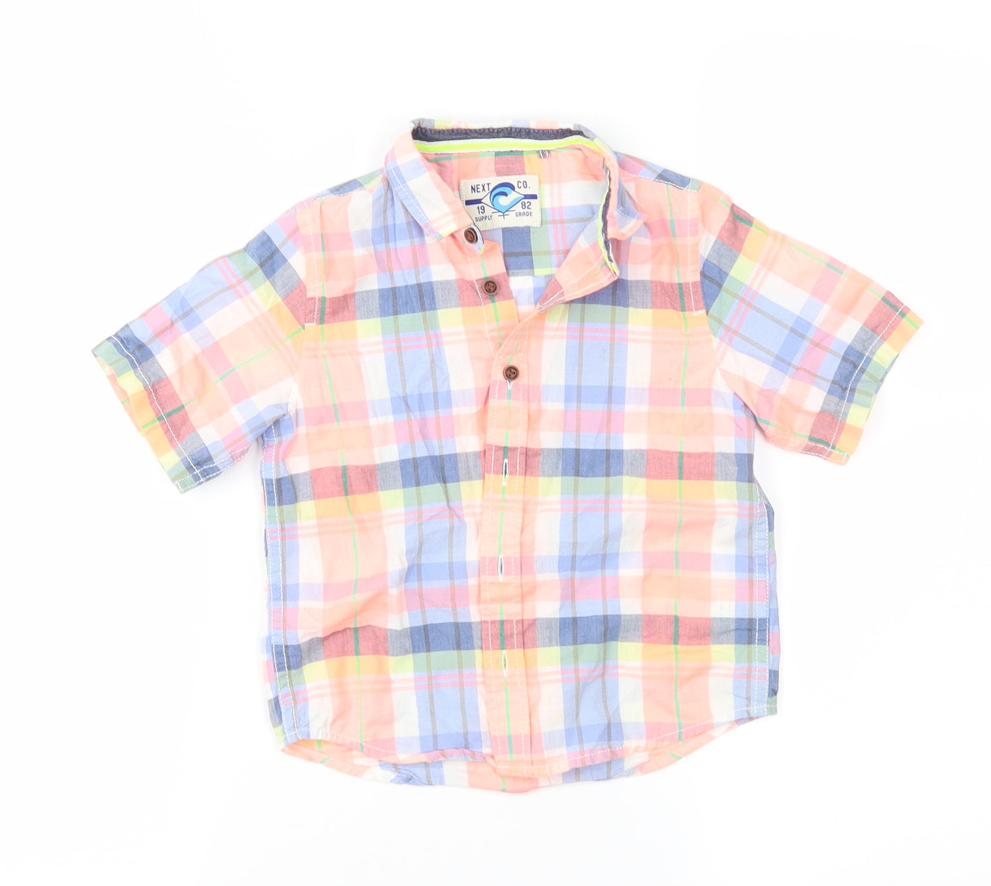 NEXT Boys Multicoloured Check  Basic Button-Up Size 2-3 Years