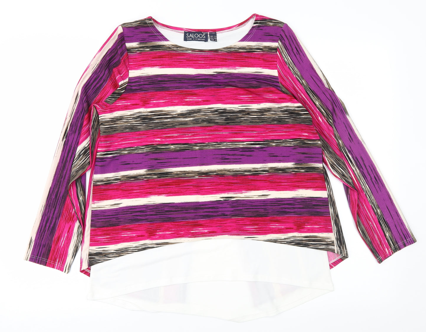 Saloos Womens Purple Geometric  Basic Blouse Size 12