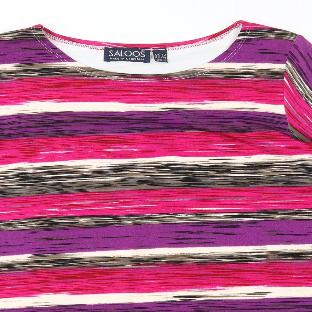 Saloos Womens Purple Geometric  Basic Blouse Size 12