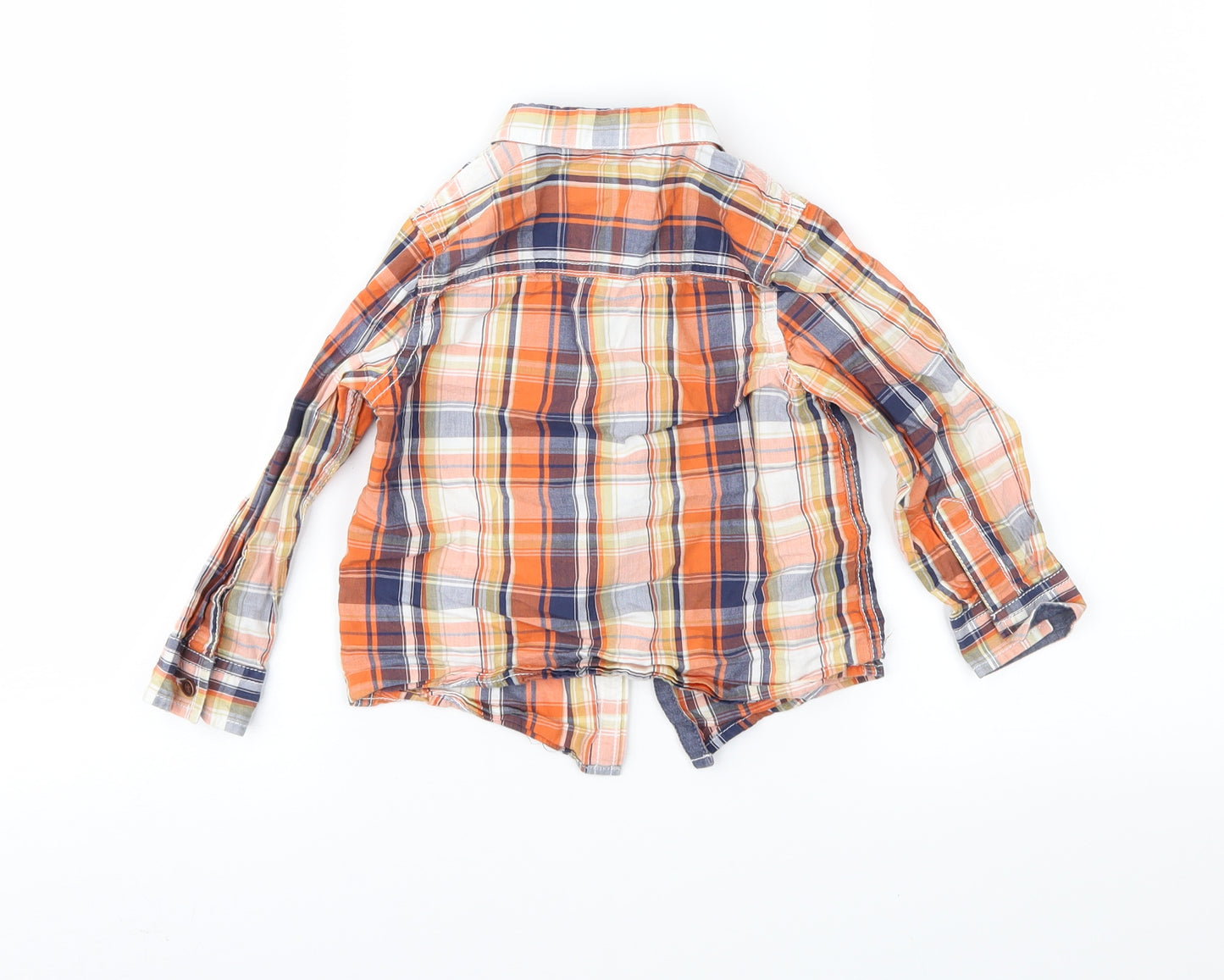 NEXT Boys Orange Check  Basic Button-Up Size 2-3 Years