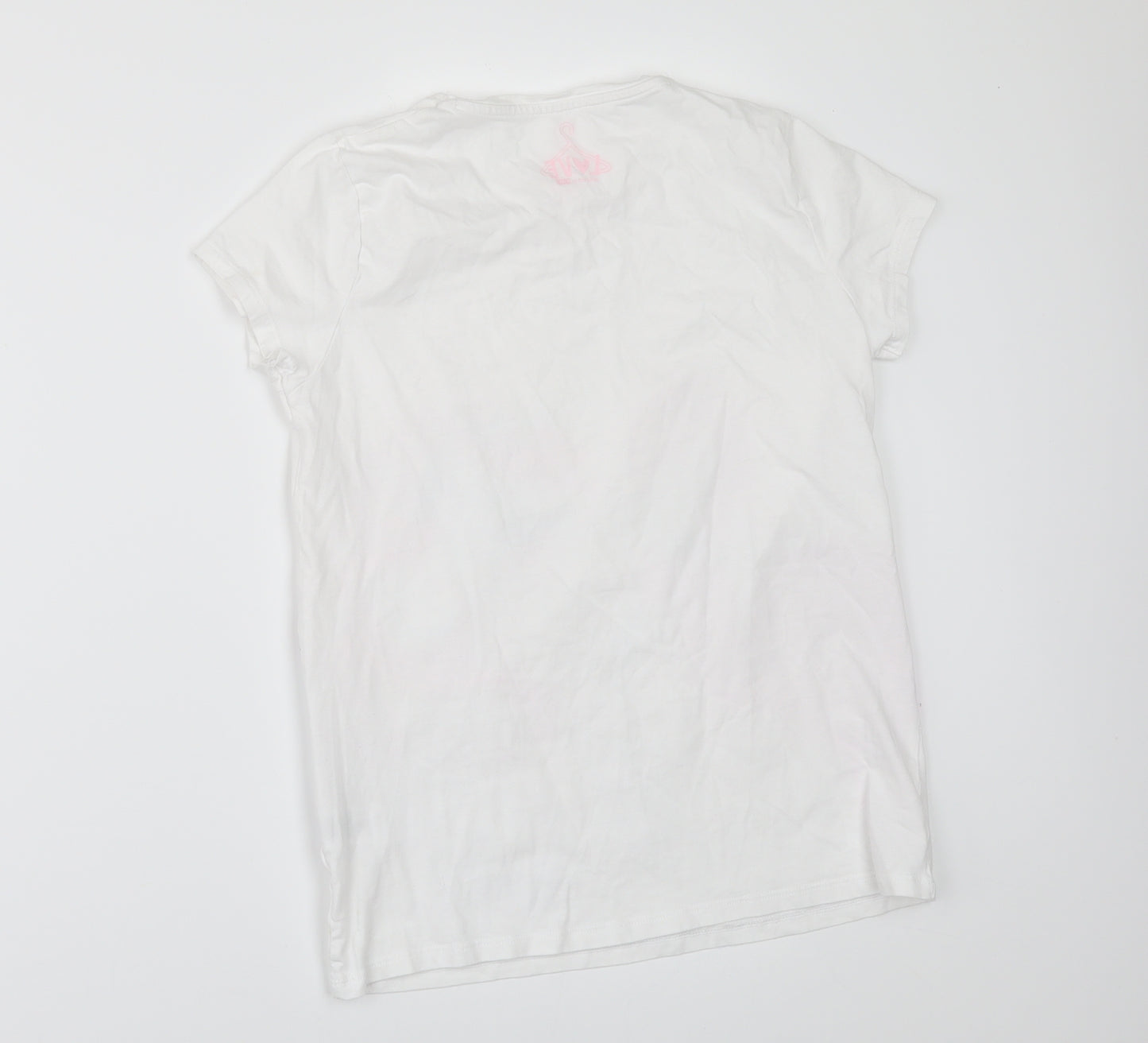 F&F Girls White   Basic T-Shirt Size 12-13 Years  - unicorn
