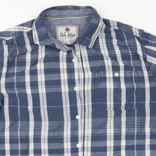 Fat Face Mens Blue Check   Button-Up Size 2XL