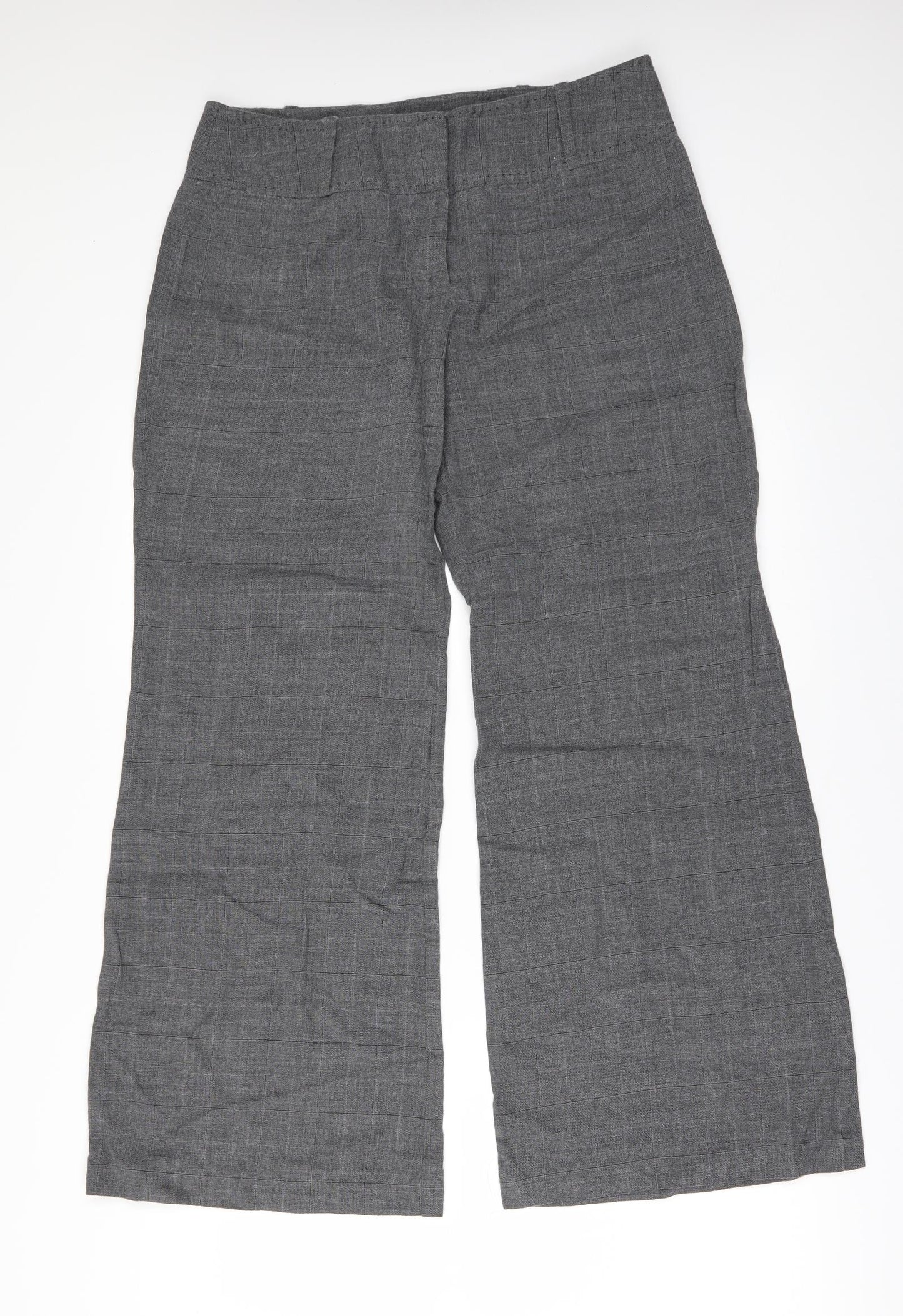 NEXT Womens Grey Check  Trousers  Size 14 L29 in