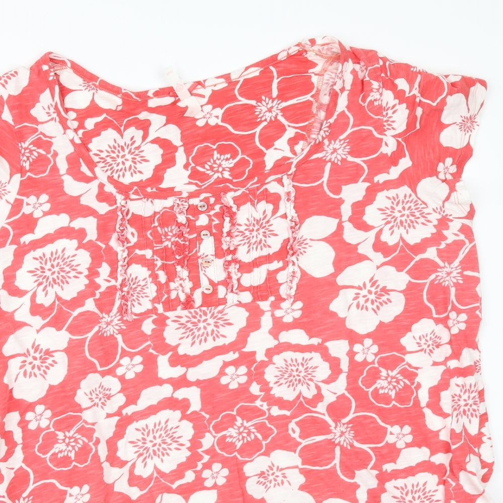 NEXT Womens Orange Floral  Basic T-Shirt Size 16