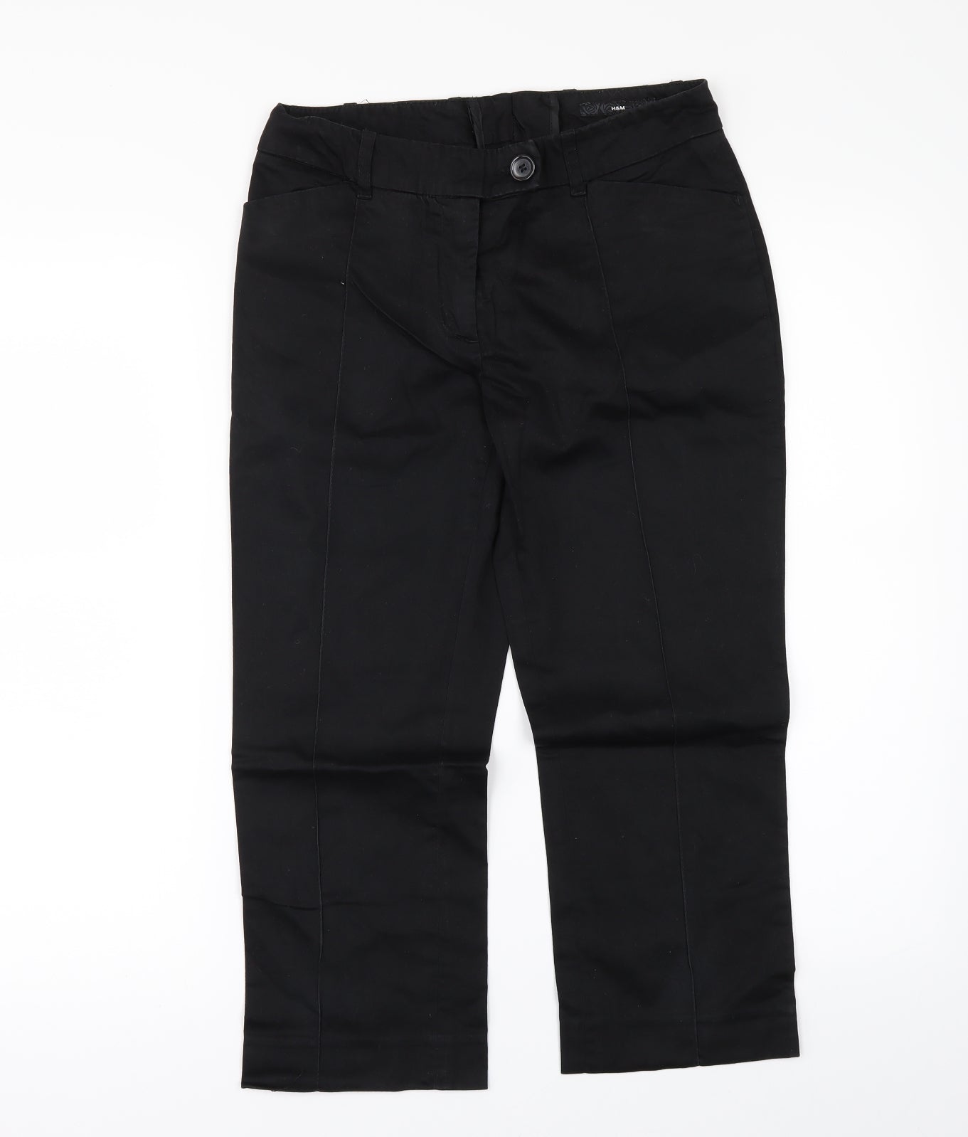 H&M Womens Black   Cropped Trousers Size 8 L21 in