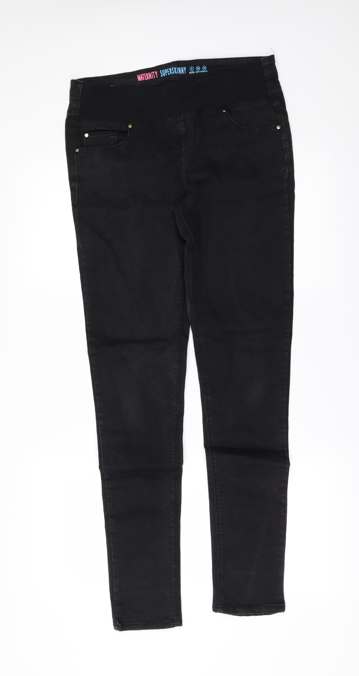 Denim & Co. Womens Black  Denim Jegging Jeans Size 8 L31 in - MATERNITY