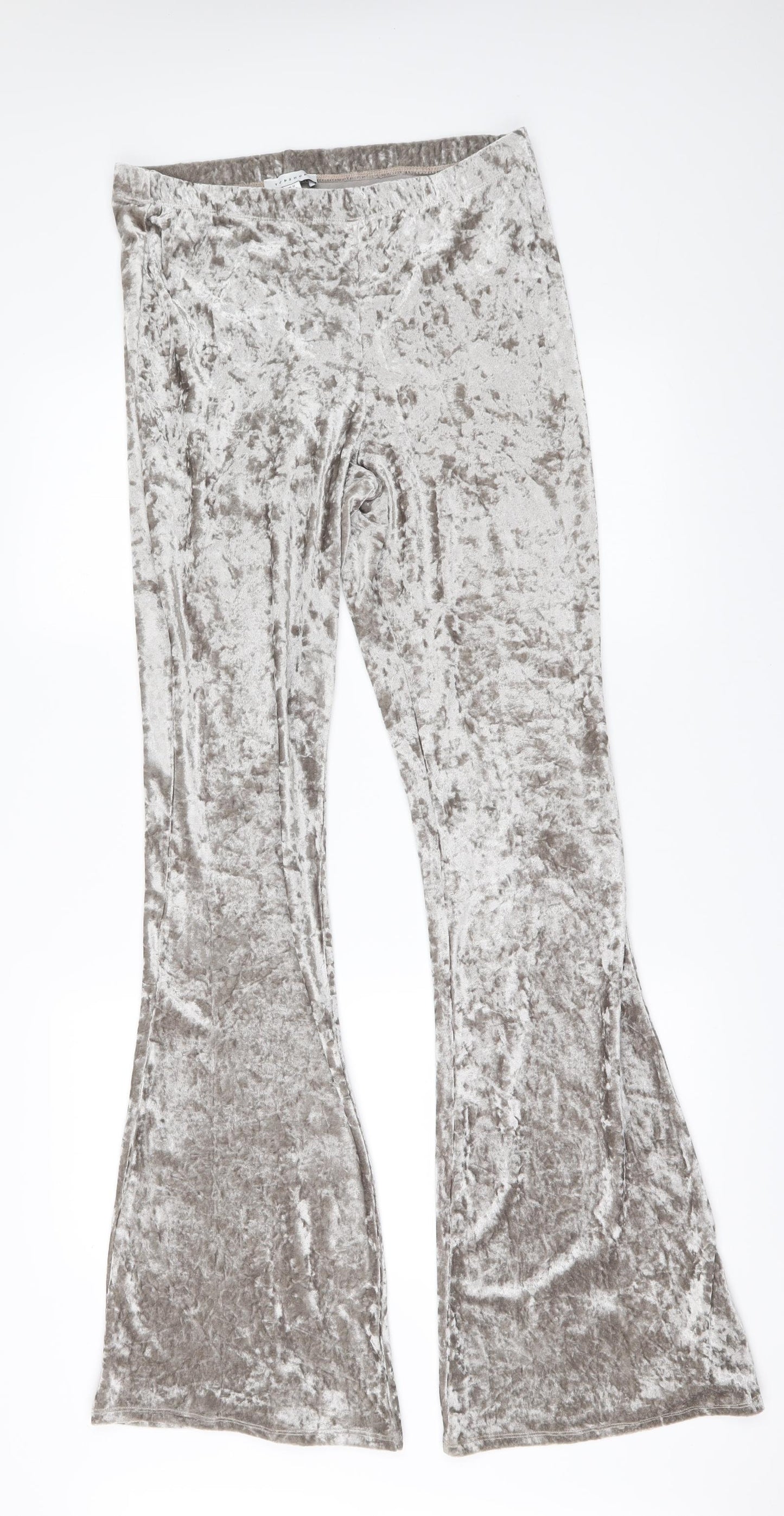 Topshop Womens Gold  Velour Trousers  Size 12 L32 in