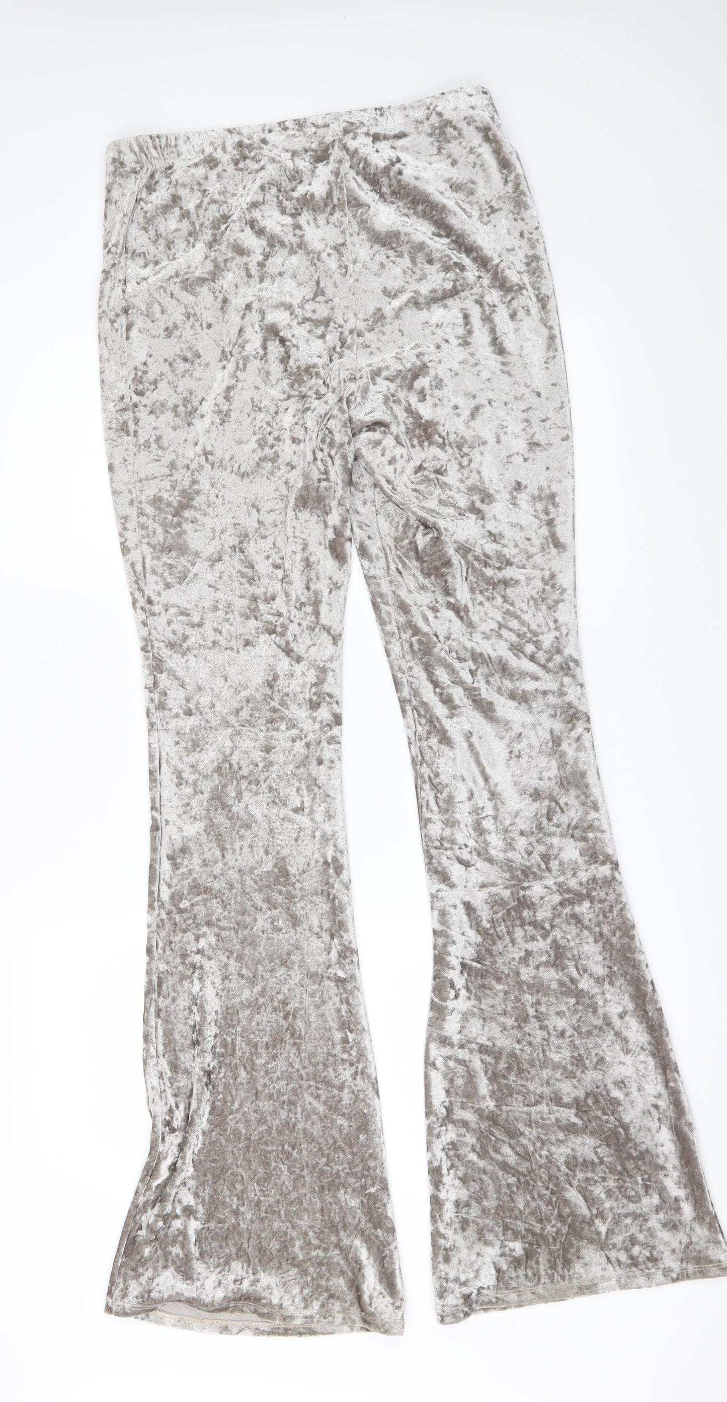 Topshop Womens Gold  Velour Trousers  Size 12 L32 in