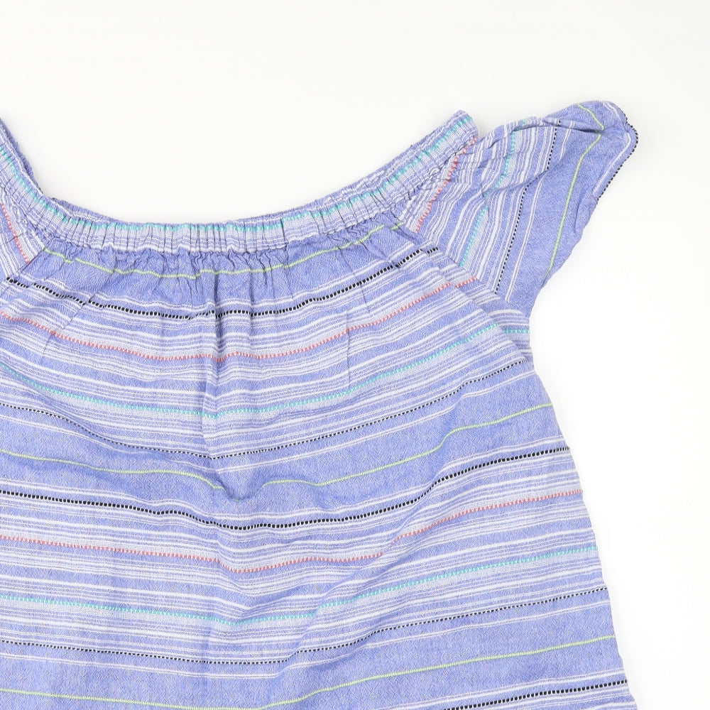 George Womens Blue Striped  Tunic Blouse Size L