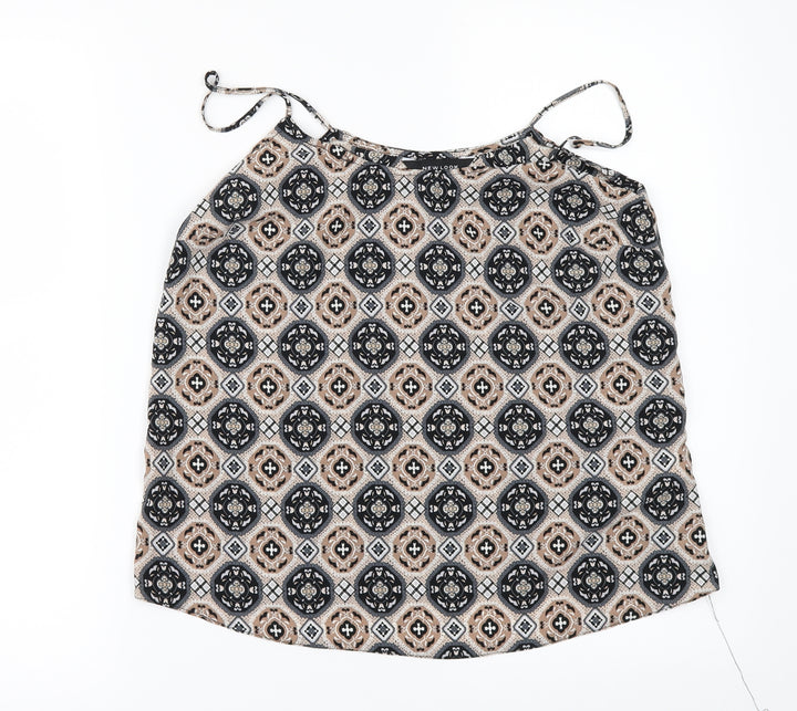 New Look Womens Beige Geometric  Camisole Blouse Size 8