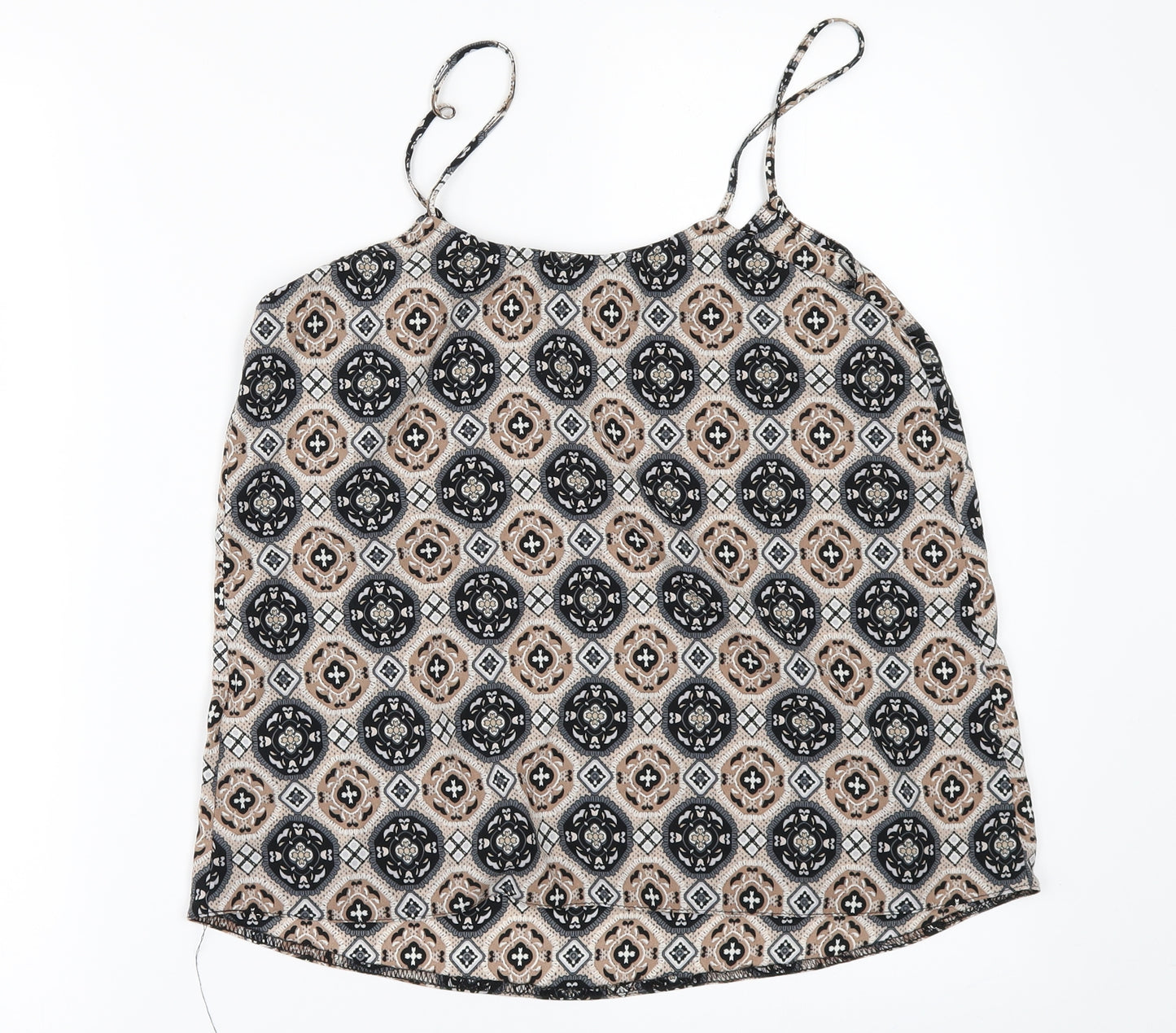 New Look Womens Beige Geometric  Camisole Blouse Size 8