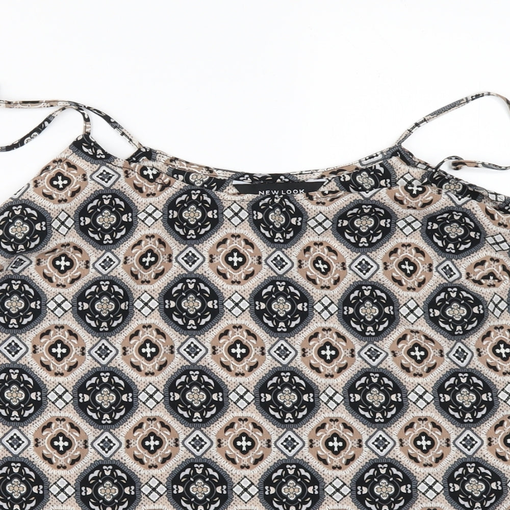 New Look Womens Beige Geometric  Camisole Blouse Size 8