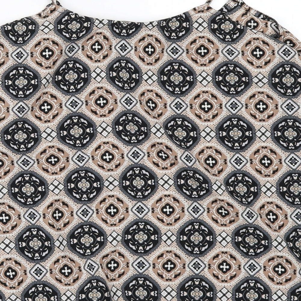 New Look Womens Beige Geometric  Camisole Blouse Size 8